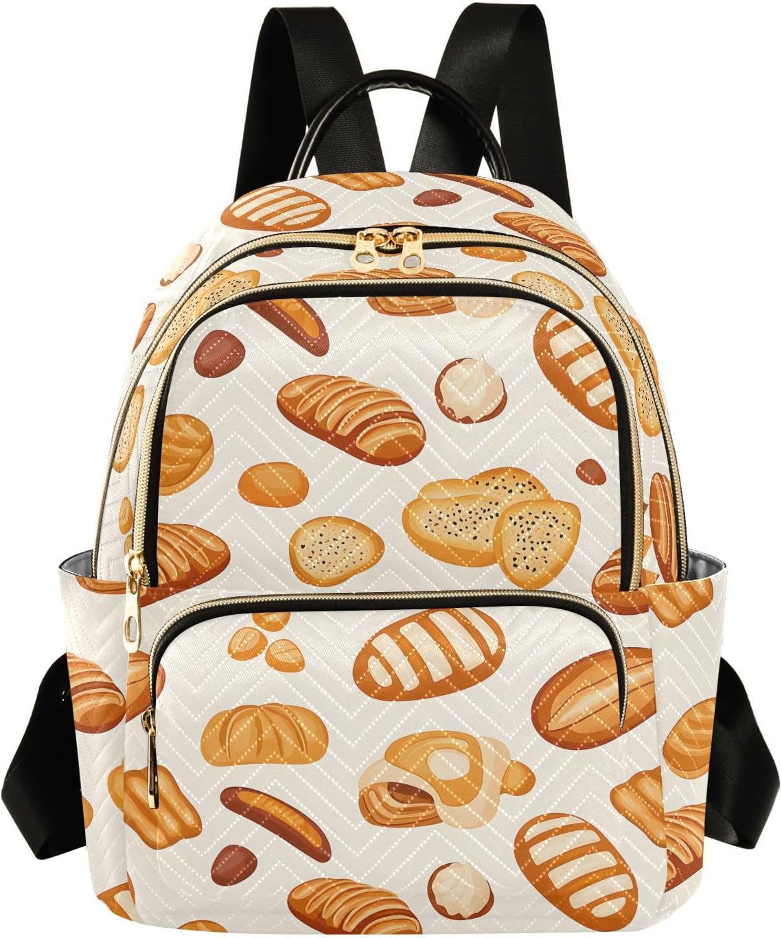 Various Bread Pattern Backpack Purse for Women Shoulder Bag Fashion Daypack Ladies Handbag Lightweight Travel Bag Rucksack