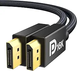 IVANKY Cabo DisplayPort 16K 2.1 [certificado VESA], cabo DP 2.1 [16K @60Hz, 8K @120Hz, 4K @240Hz], cabo de porta de exibição 2.1 suporta 40Gbps HDR10, HDCP, DSC 1.2a, FreeSync G-Sync para gráficos