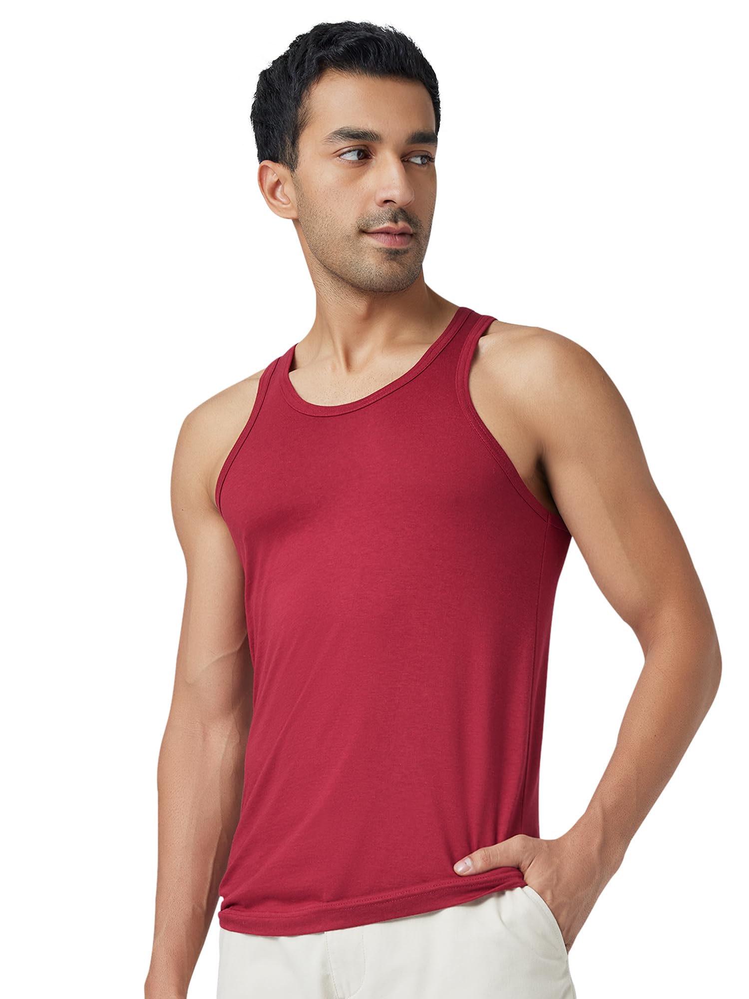 xyxx Men's Ace Cotton Modal Regular Fit Solid Round Neck Vest | Antimicrobial, Moisture Wicking, Lightweight Vest with Tag free comfort-picture-39