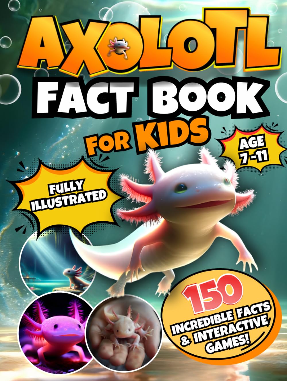 Axolotl Fact Book for Kids: A Fully Illustrated Journey | Uncover 150 Incredible Facts About This Cute Amphibian and Enjoy Interactive Games!