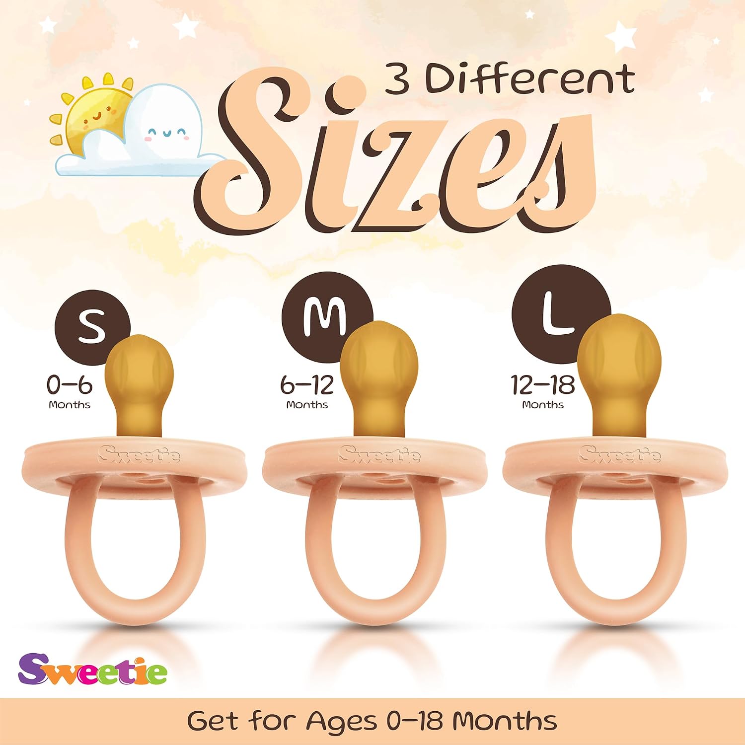 SWEETIE Rubber Light Pink Pacifier Natural Rubber Pacifier Rounded (0-6 Month, Light Pink)