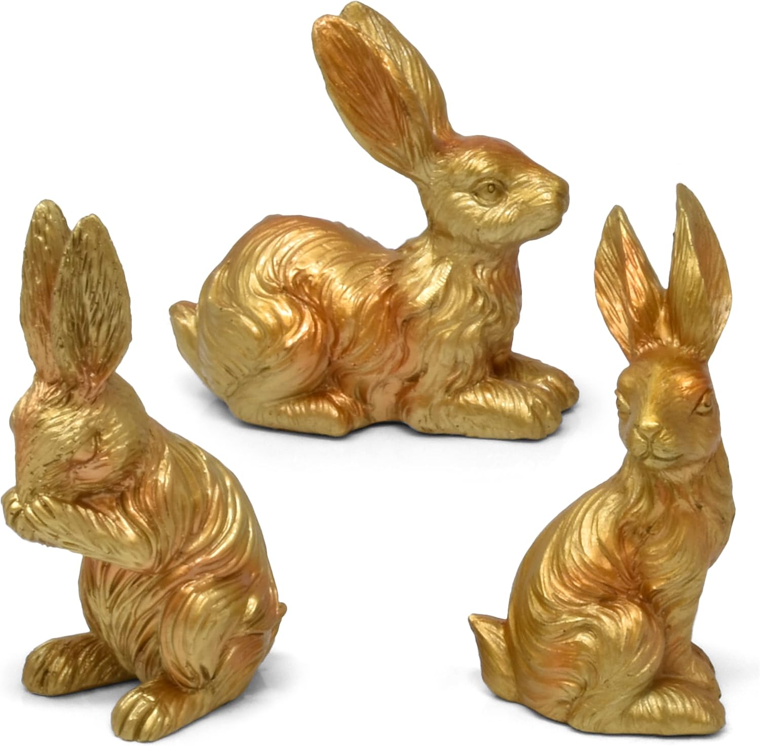 Amazon.com: Gift Boutique 3 Easter Gold Bunny Figurine Decor Table ...
