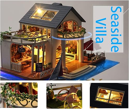 Miniatura 7 de UniHobby Kit de casa de muñecas en miniatura, kit de casa de muñecas UniHobby DIY casa pequeña juguete de madera regalo con muebles a prueba de