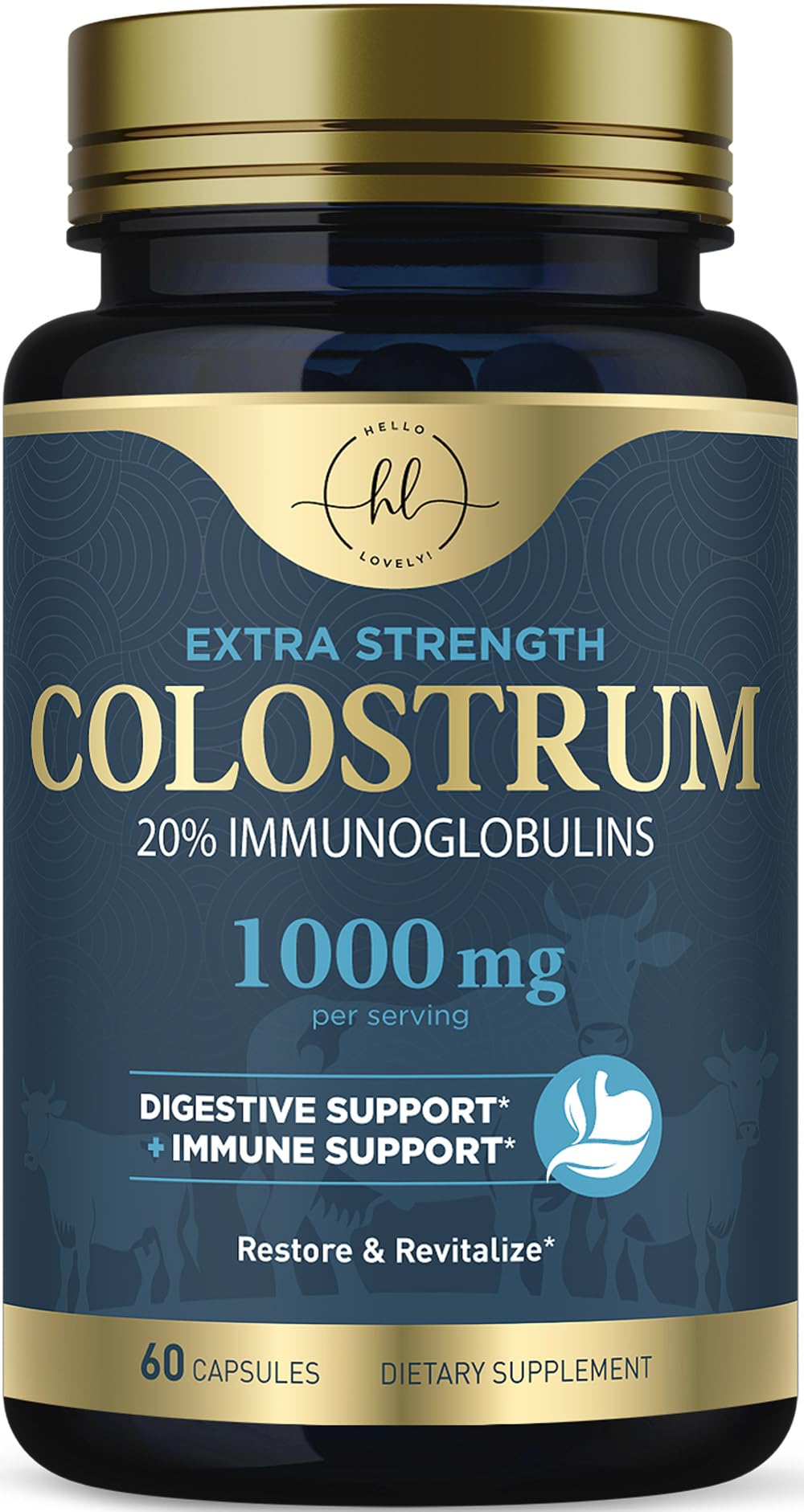 Bovine Colostrum Supplement 1000mg - with 20 Immunoglobulins IgG for Immunity Immune Support Energy Gut Health SP Colostrum