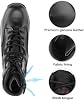 NORTIV 8 Botas de trabajo tácticas militares para hombre, con cremallera lateral, cuero, para motocicleta, combate, respuesta 3