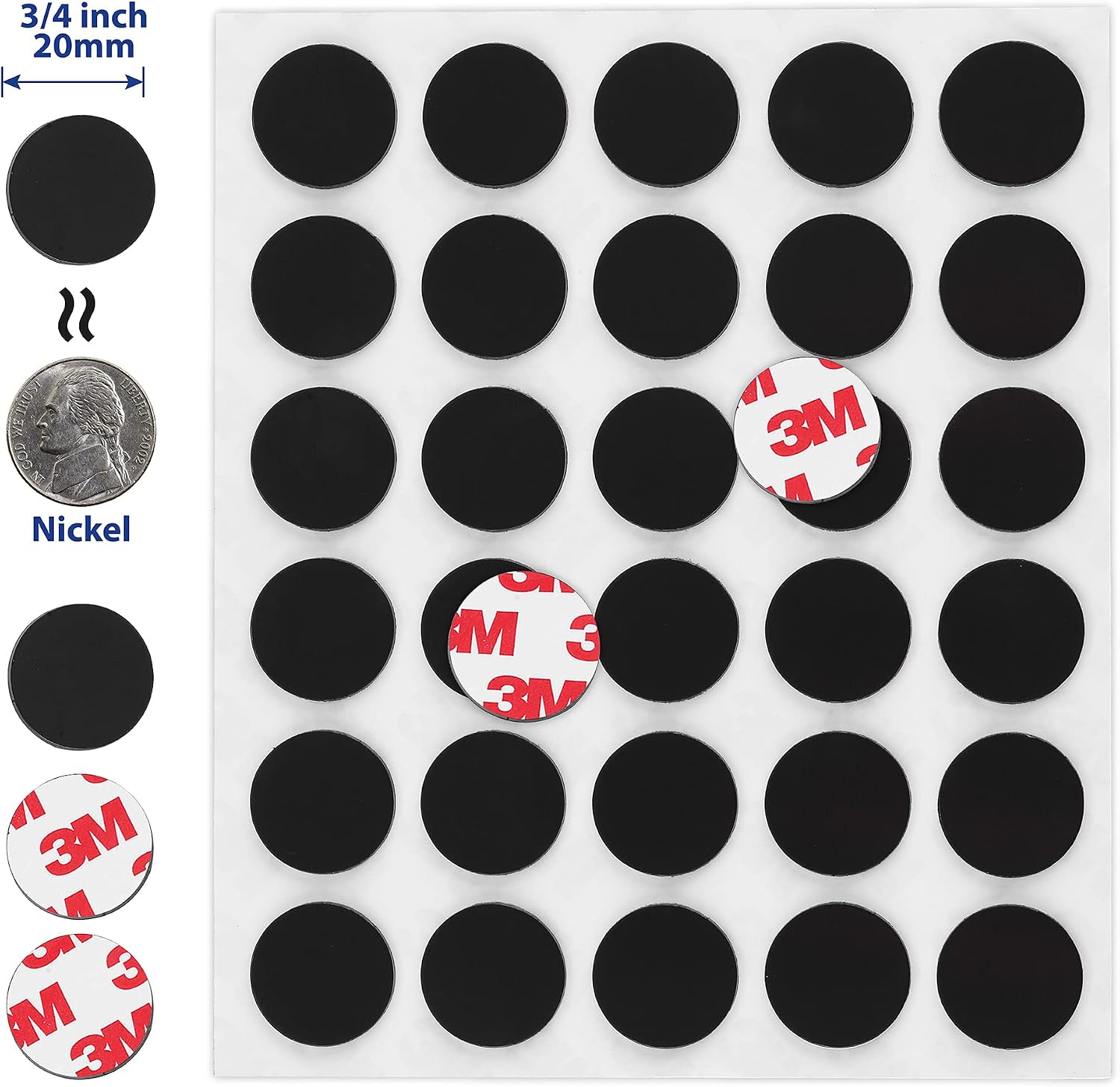 Magnetic Dots 120pcs - Round Magnets with Adhesive Backing, Circle Size Diameter 0.8’” x 0.08” on 4 Tape Sheets, with 3M Strong Adhesive Backing. Perfect for DIY, Art Projects, Industrial & Fridge