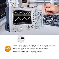 Vista 3 de OWON Osciloscopio de escritorio de 2 canales, ancho de banda de 100 MHZ, 1GS/s, osciloscopio digital Super HD de 7 pulgadas, compatible con SCPI