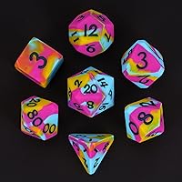 Vista 11 de Dados DND de silicona de 7 troqueles, juego de dados poliédricos D&D, bordes redondos, suave y perfecto para juegos de fiesta de D&D RPG Bar Pub