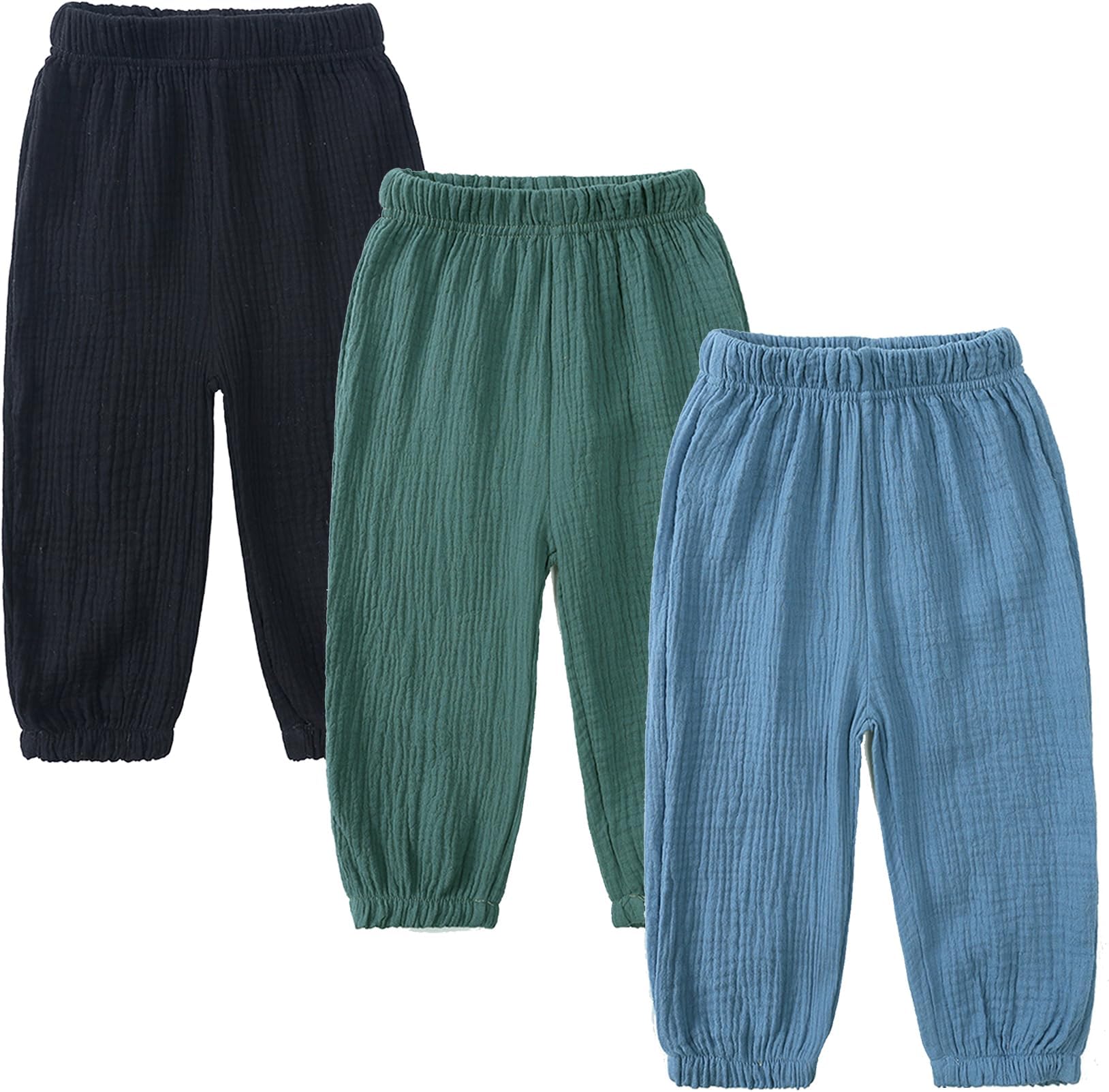 3 Pack Kids Summer Spring Elastic Basic Harem Trousers Toddler Baby Boys Girls Casual Cotton Linen Loose Long Pants