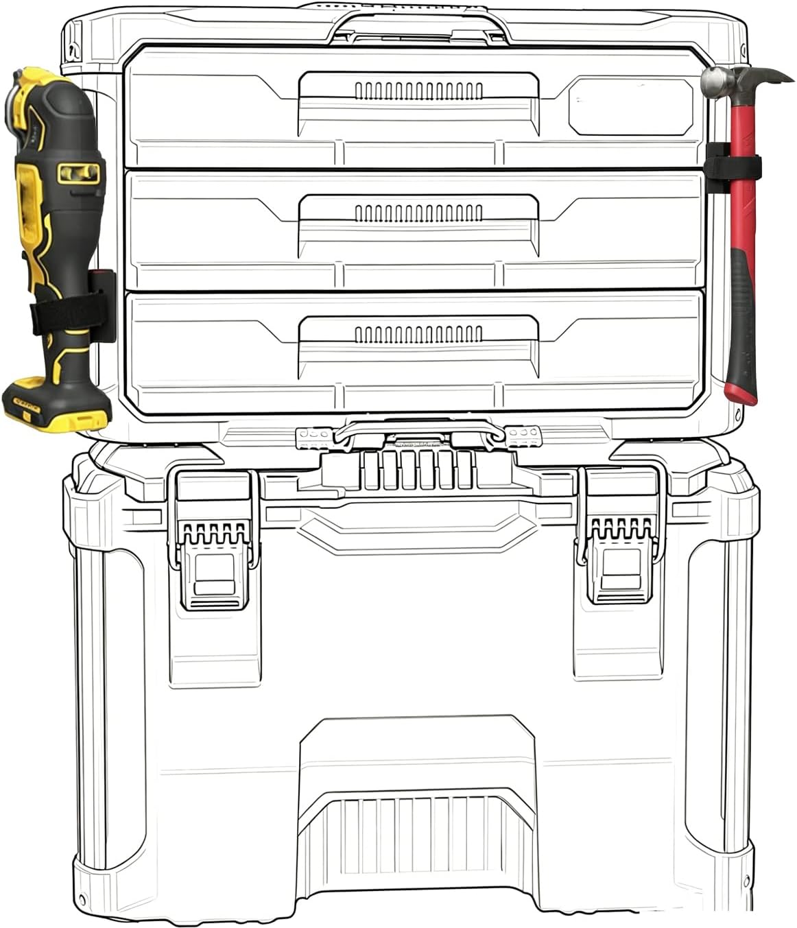 Tool Holder with Straps Fits for Milwaukee Packout Toolbox | Quick-Release straps clamp mount, no-drill Packout system accessories and organizer, Axe Shovel Extension Pole Bender