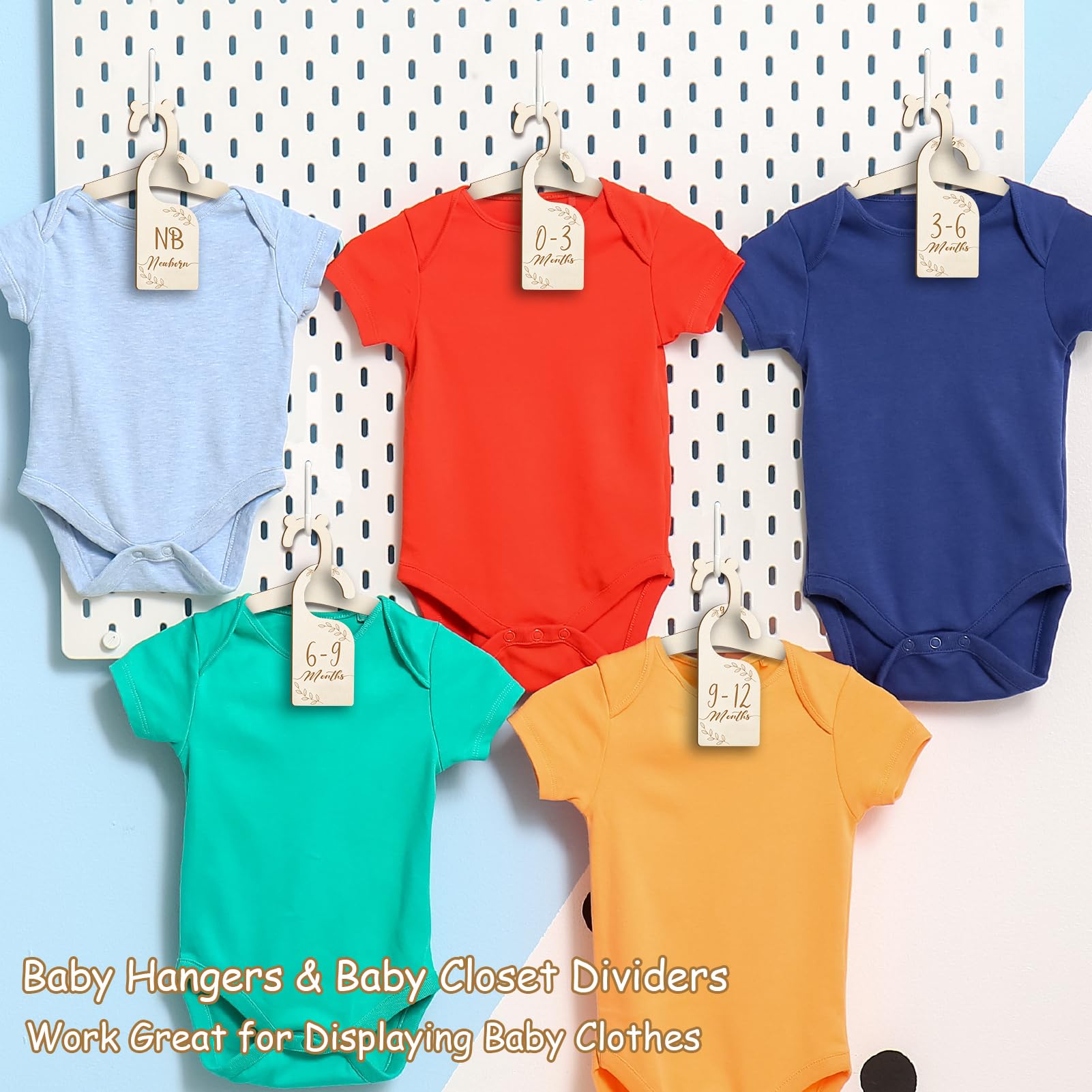 20 perchas de madera para ropa de bebé con 7 divisores de armario de bebé, lindas perchas de ropa para niños, abrigos, pantalones y chaquetas