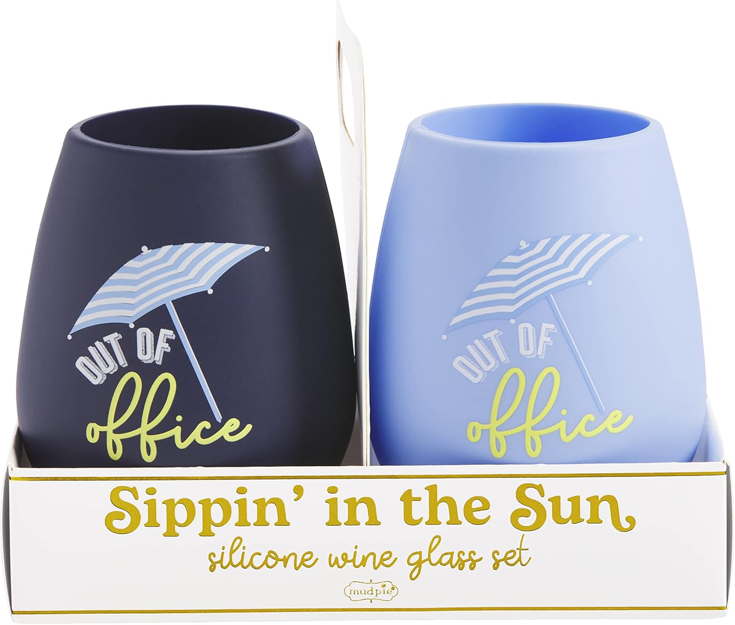 Mud Pie Navy Silicone Wine Glass Set
