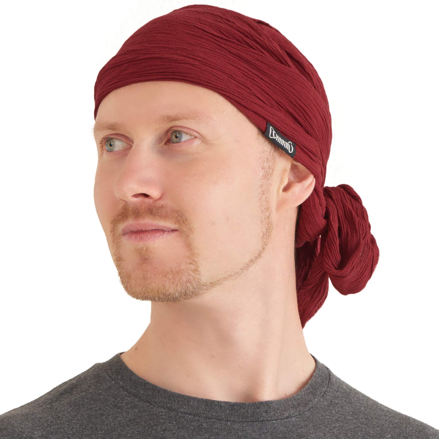CHARM Pirate Hat Head Scarf - Turban Bandana Cap Boho Scarf Chic Womens Mens Adult Pirate Costume Casualbox Dark Red