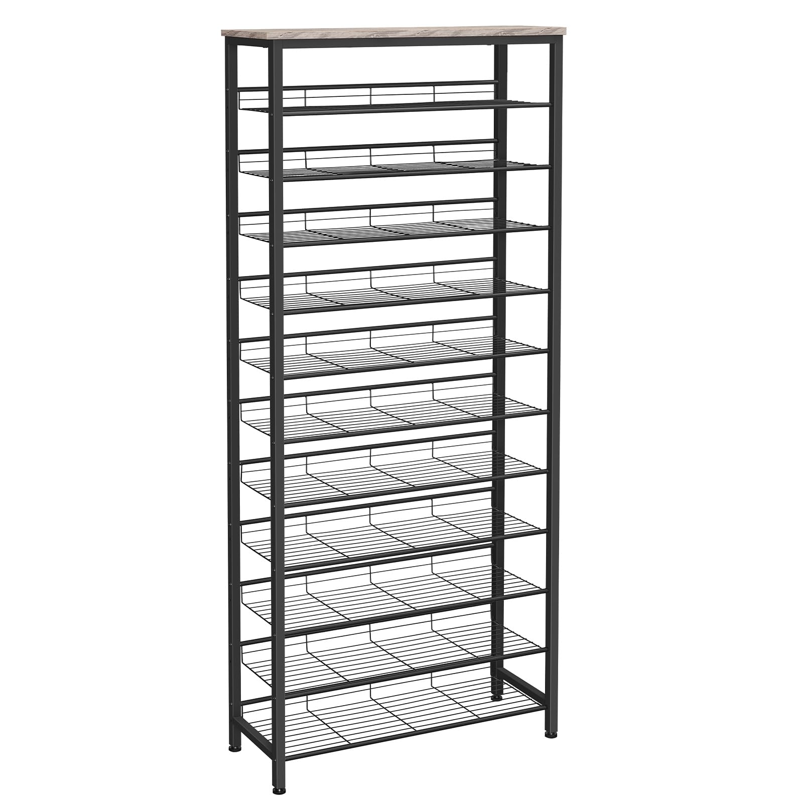 HOOBRO Grande Étagère à Chaussures, Porte-Chaussures à 12 Niveaux, Meubles à Chaussures, Gain de Place, Cadre en Métal, pour Entrée, Armoire, Salon, Couloir, Noir et Gris EBG51XJ01