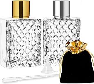 Luxsego Refillable Perfume Bottle 100ml/3.4oz Glass Spray Bottles, Empty Fine Mist Atomizer Clear Glass Essential Oil Container for Travel Gift, Diamond-Cut Design Sprayer for Cologne