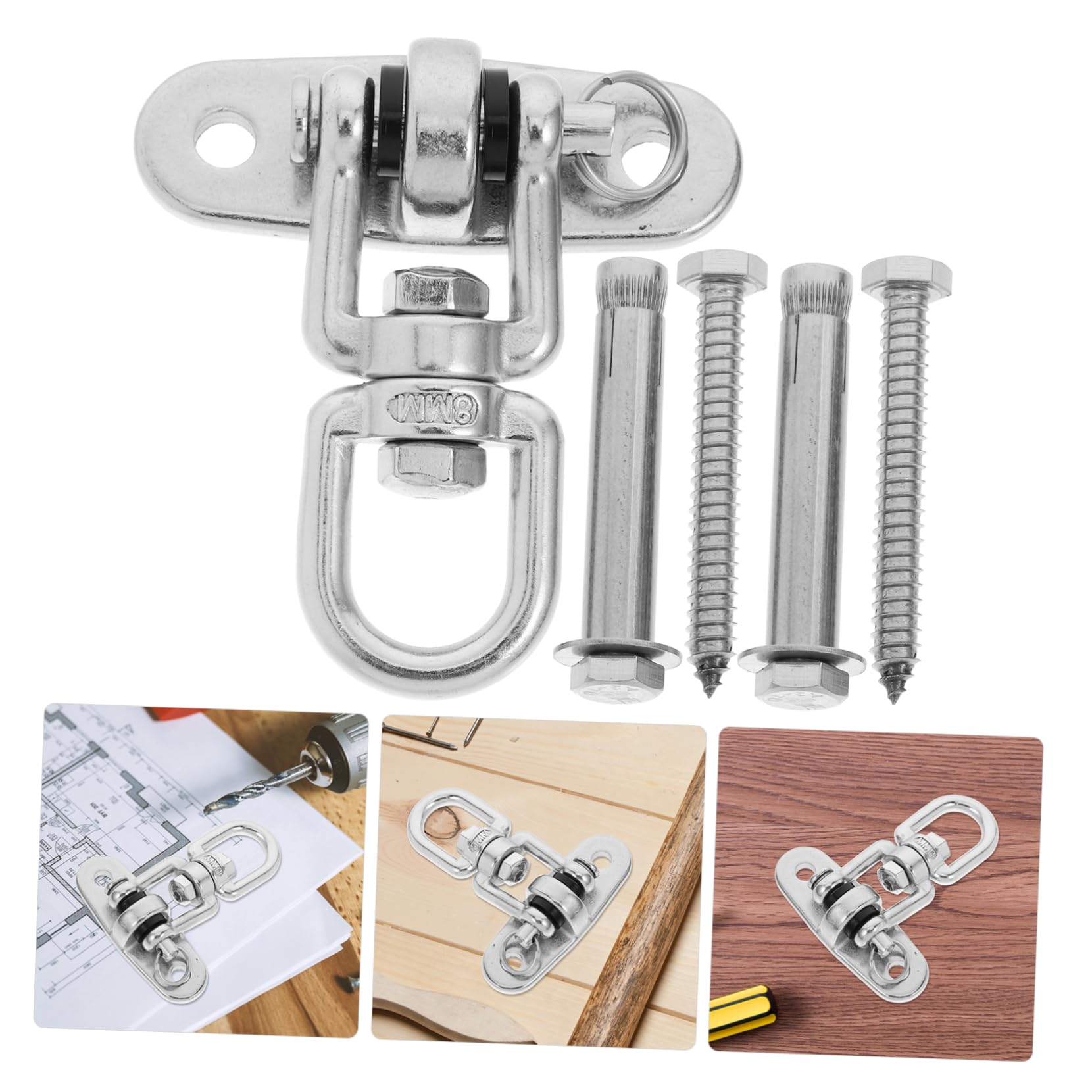 Gatuida Gancho para Colgar Silla Columpio de Techo Inoxidable Soporte Giratorio Resistente para Hamacas Patio Base Reforzada para Alta Carga Fácil Instalación Exterior