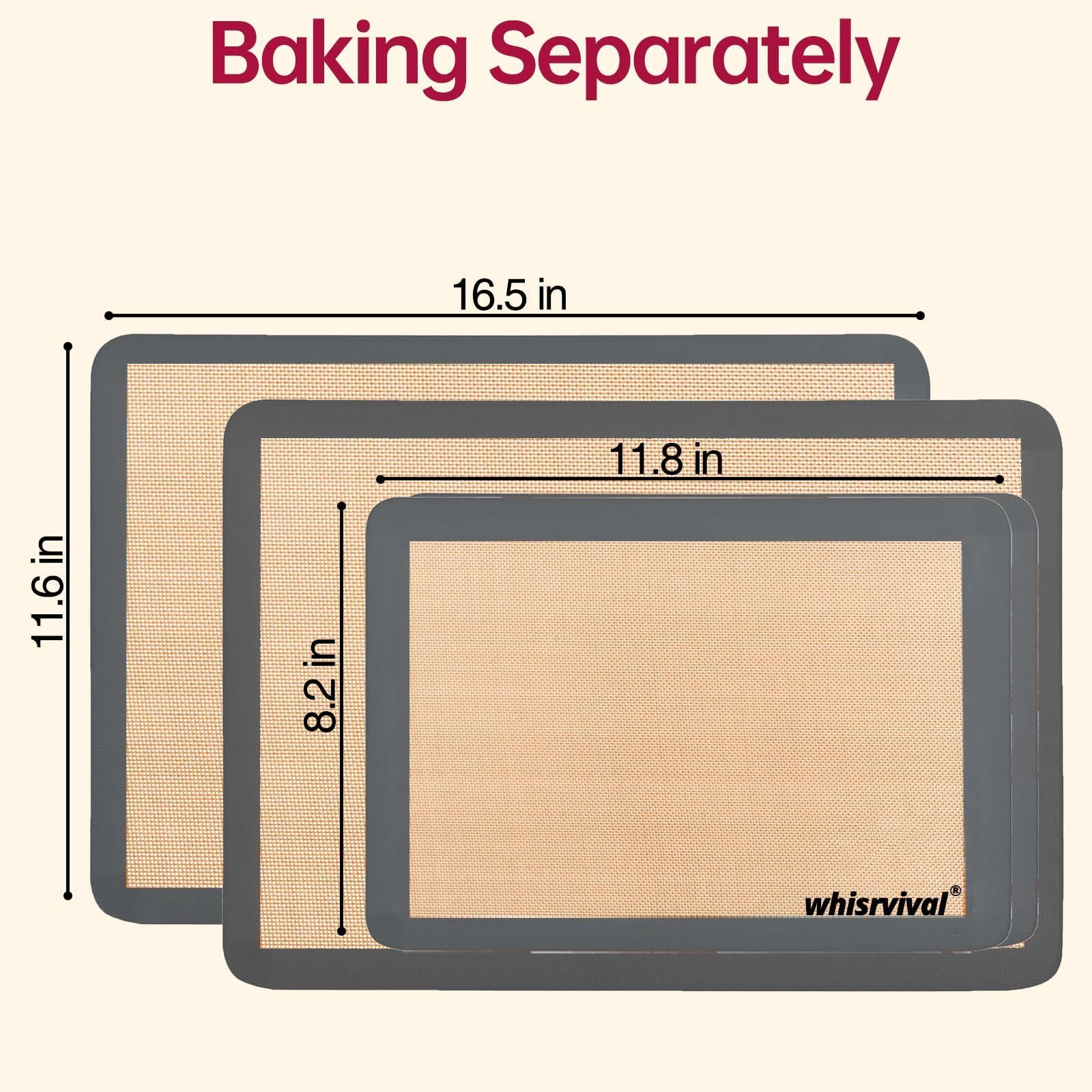 4 alfombrillas de silicona para hornear, antiadherentes, aptas para alimentos, para hornear galletas, macarrones, verduras, resistentes al calor hasta 248.9 °C (gris)