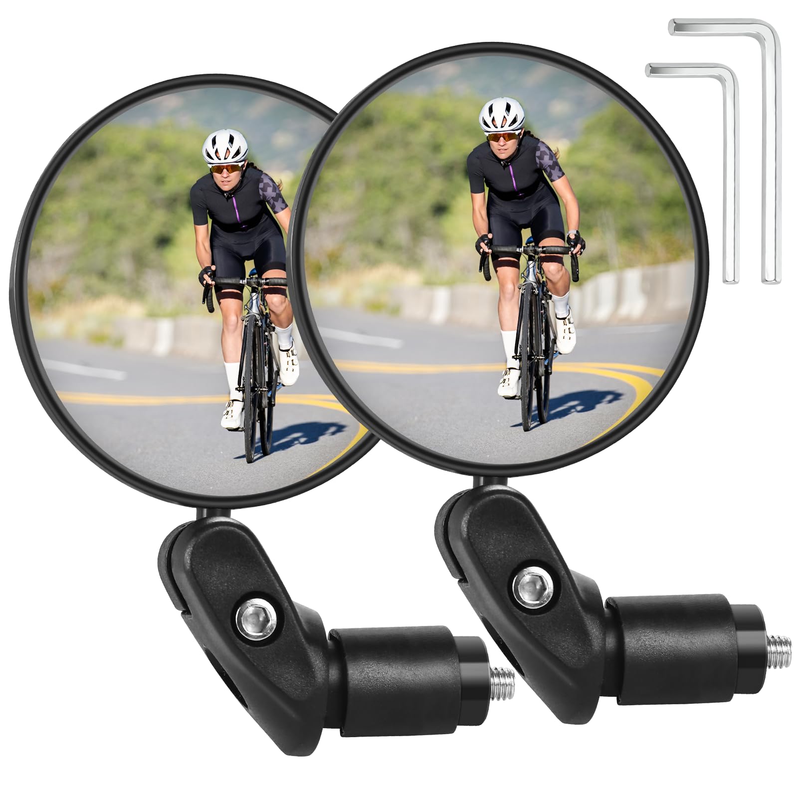OSIGEI Bicycle Mirror, 360 Degree Rotation, Environmentally Friendly & Durable ABS Material, Universal Handlebar Mount (17.4-22mm) for City, Mountain & E-bikes (Pack of 2)