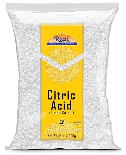 Polvo de ácido cítrico Rani, grado alimenticio (Limbu Ka Ful) 14 onzas (14.11 oz) Utilizado para cocinar, bombas de baño, limpieza, apto para