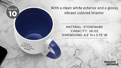 Miniatura 38 de Juego de 50 tazas de café grandes estilo bistro personalizadas de 16 onzas, paquete a granel personalizado, perfectas para café, té, expreso, cacao