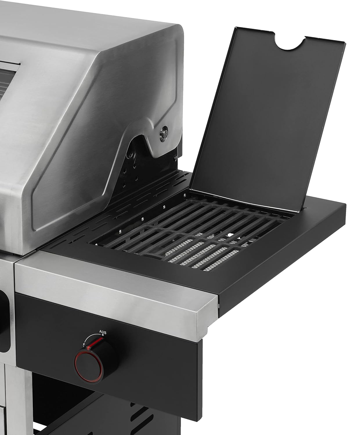 Close-up of the side burner on the Tepro Keansburg gas barbecue
