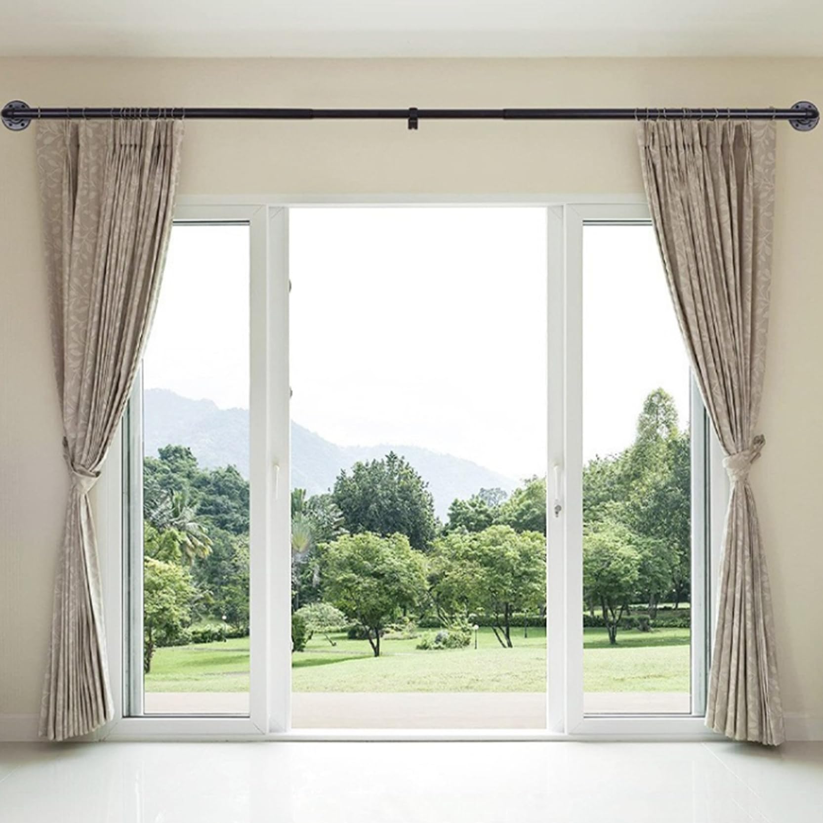 Wickel Gardinenstangen, Schwarze Gardinenstange für Fenster, Verdunkelung Gardinenstange, Raumteiler-Gardinenschiene, Kleiderstange Aus Metall, Robuste Rohrgardinenstange(Size:70-120cm)
