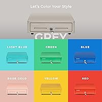 Vista 7 de Volcora Cajón de caja registradora para sistema de punto de venta (POS) con esquina redonda de 13 pulgadas, bandeja extraíble para monedas, 4 Gris