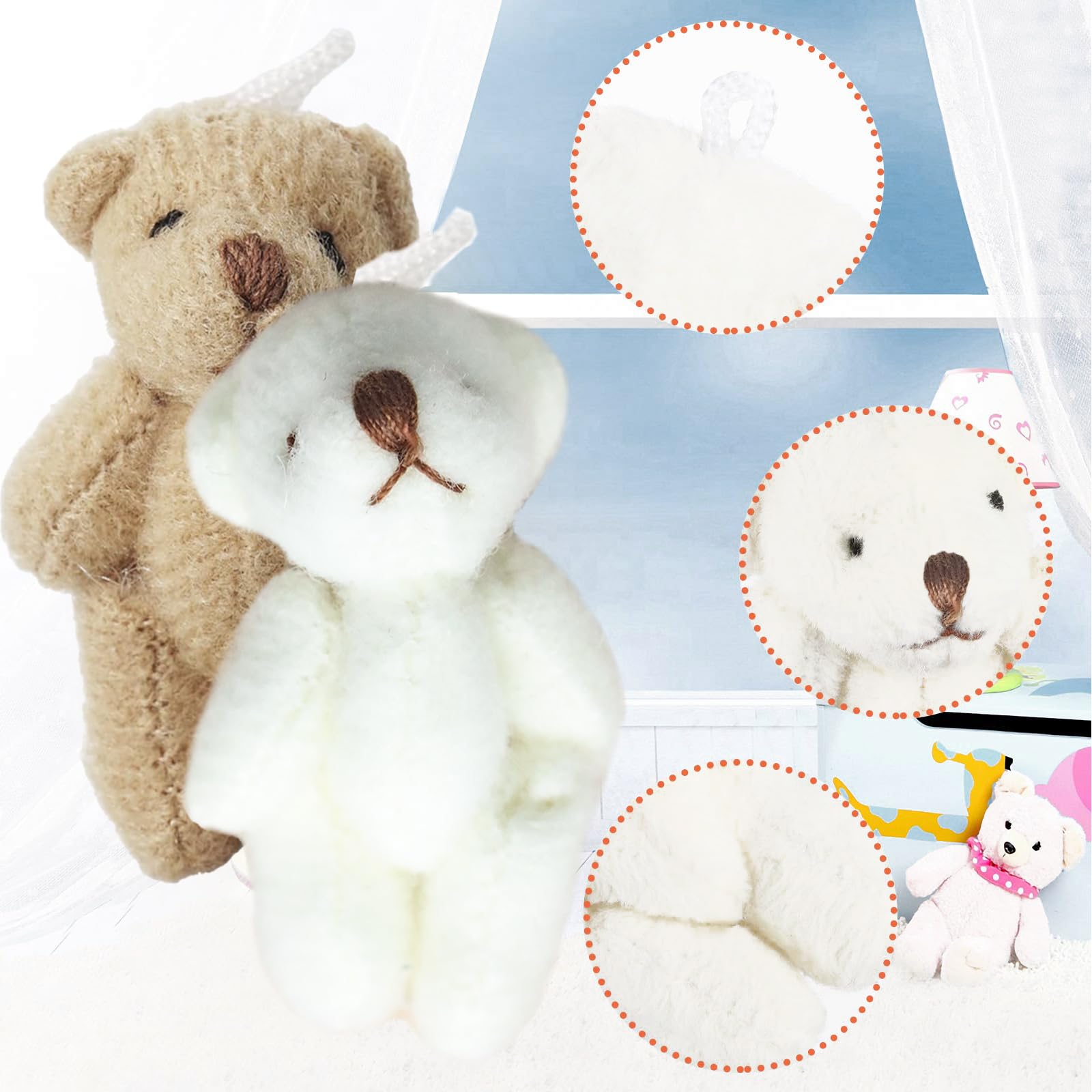 Lot De 4 Peluches Mini Pet Lotto 1:12 - Ours Et éléphant Cuisine - Fait Main
