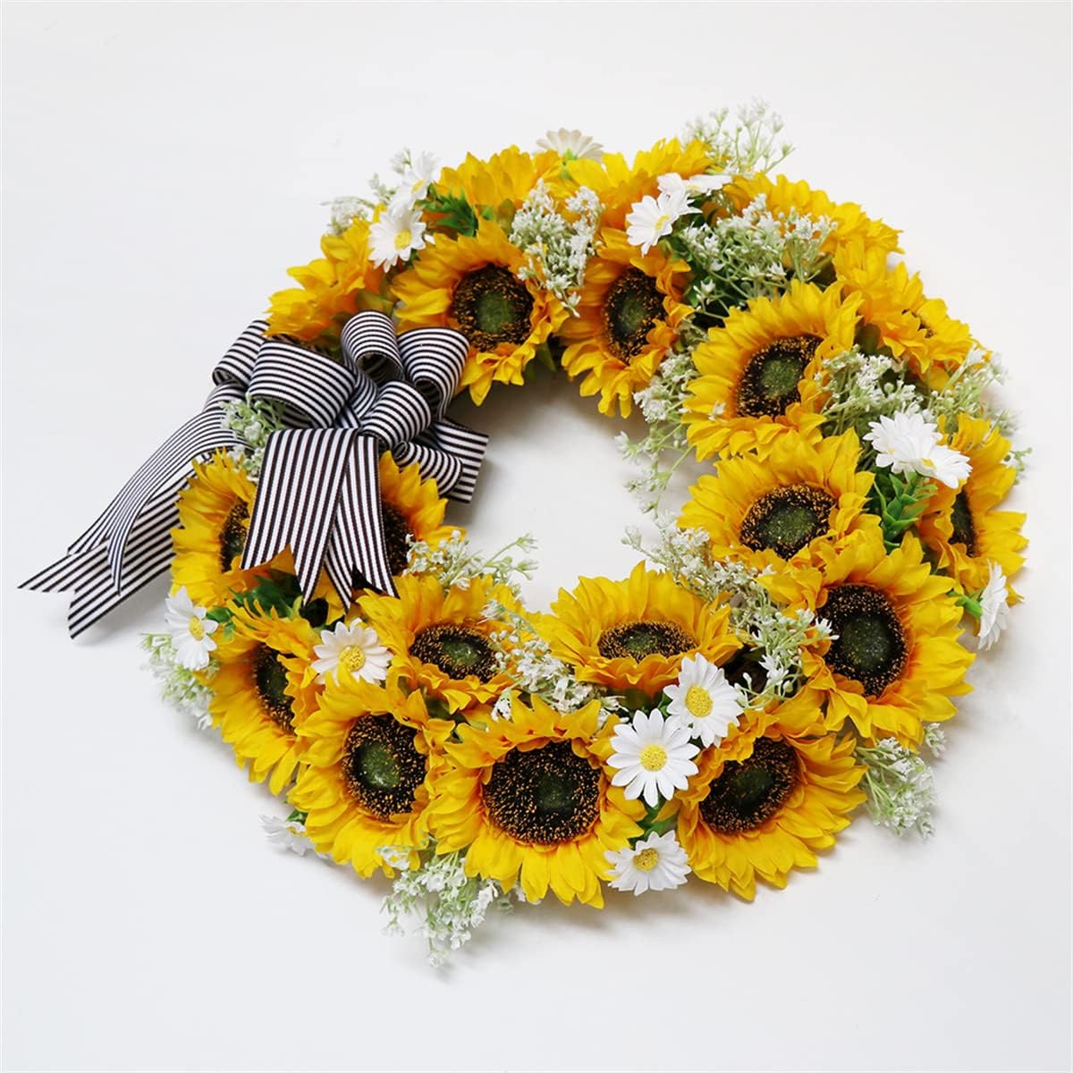 18インチ 春夏フラワーリース 玄関ドア用 造花ドアリース バラ 菊