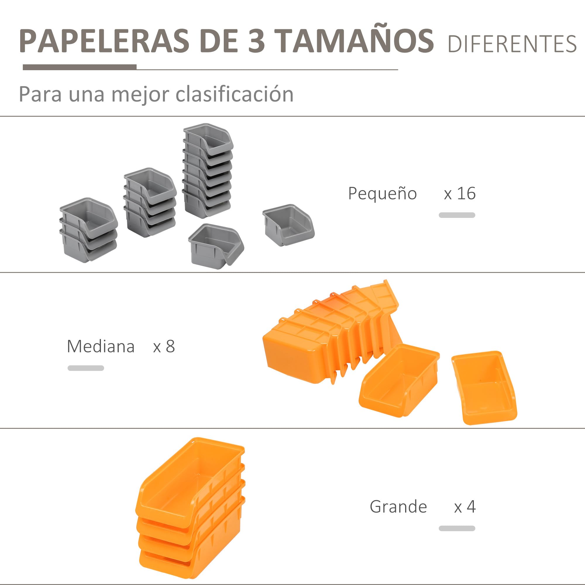 DURHAND Organizador de Herramientas de Pared 44 Piezas Gris y Naranja