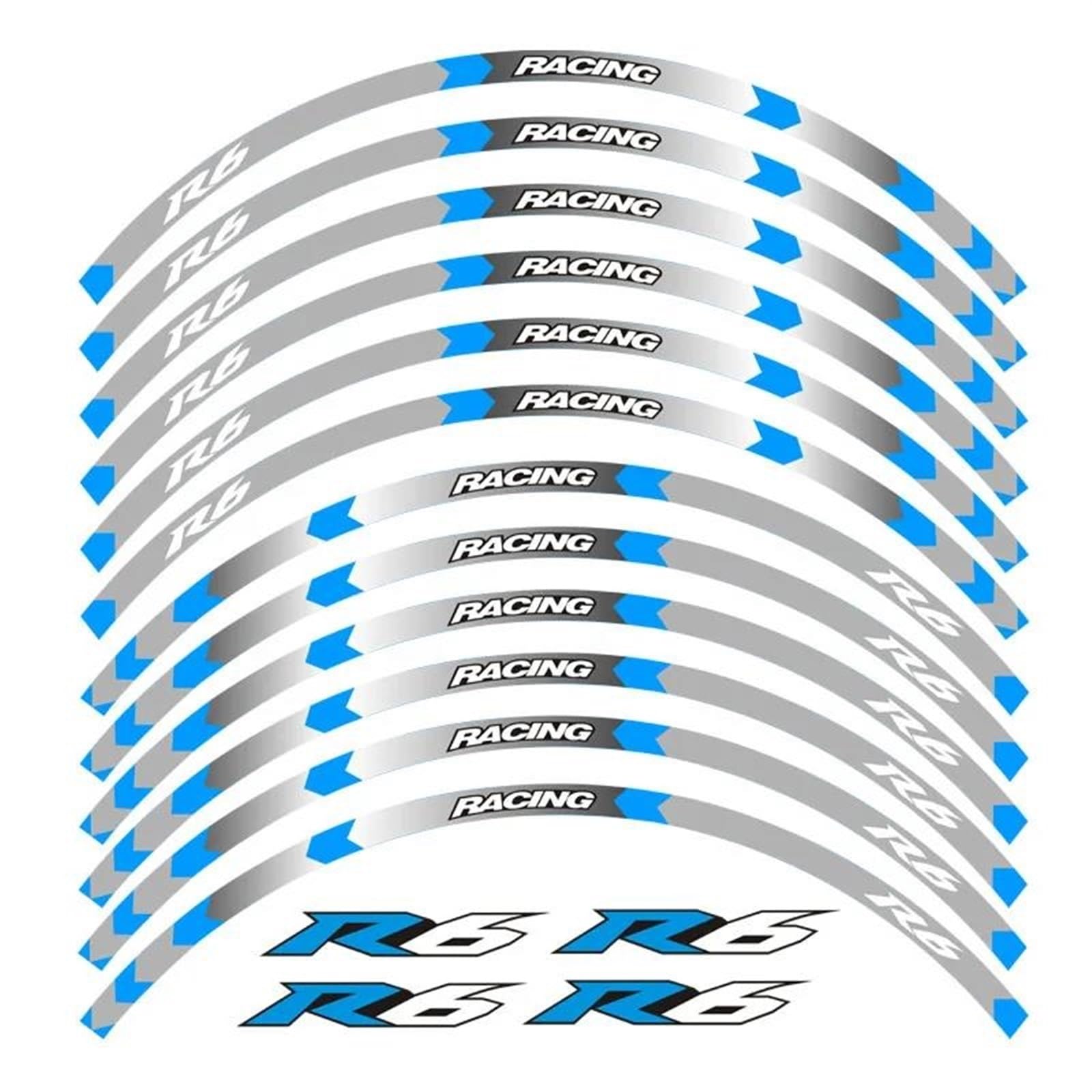 Motorcycle Wheel Sticker Racing Rim Stripe Decal Decoration Accessories for Yamaha YZFR6 YZF-R6(Style 7)