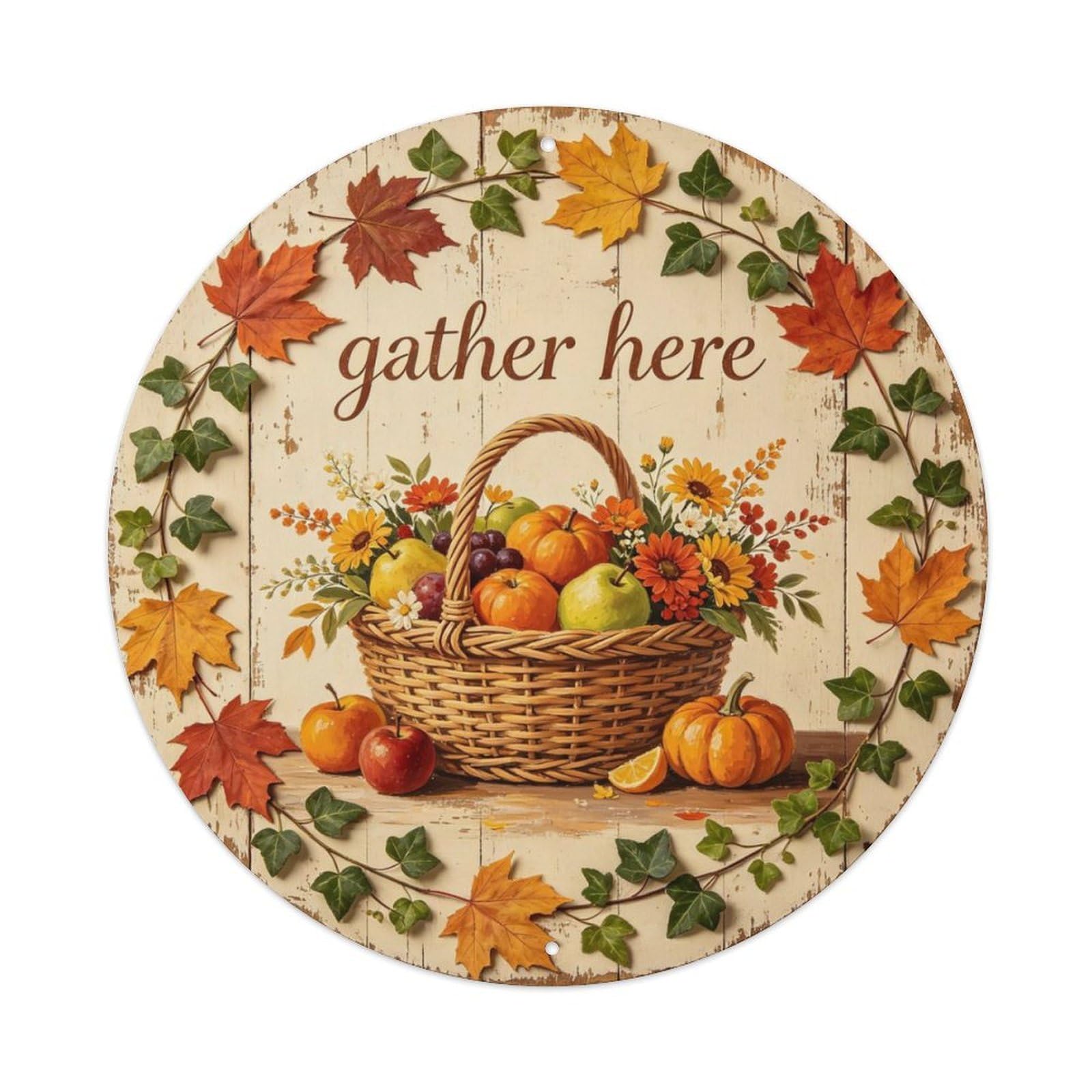 Gather Here Metal Tin Sign Plaque