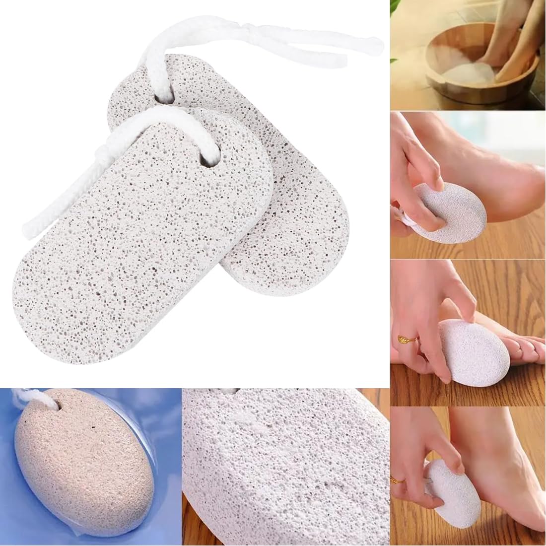 Piedra Pómez Natural para Pies, 2 Piezas Herramientas de Pedicura para Lavado, Cuidado de Pies con Piedra Pómez, Exfoliación de Pies para Eliminar la Piel Muerta, para Pies y Manos, Multicolor