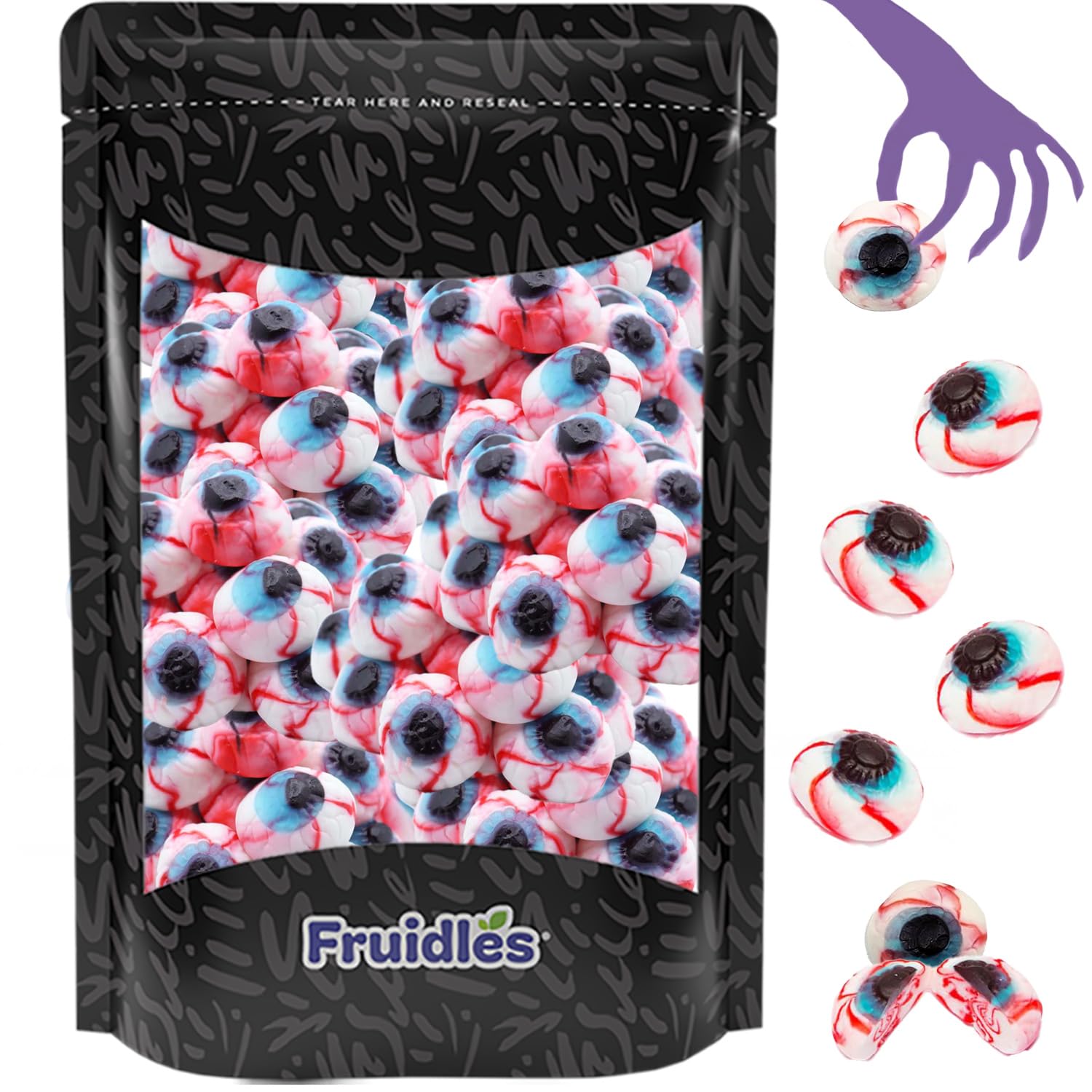 Fruidles Gummy Eyeballs Halloween Candy, Trick-Or-Treat Party Bag Fillers, Party Favor (Half-Pound)