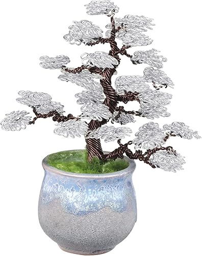 Amogeeli Bonsái artificial de alambre de aluminio con maceta de cerámica, escultura de árbol de dinero Fengshui hecha a mano, decoración del hogar disponible en Yaxa Colombia