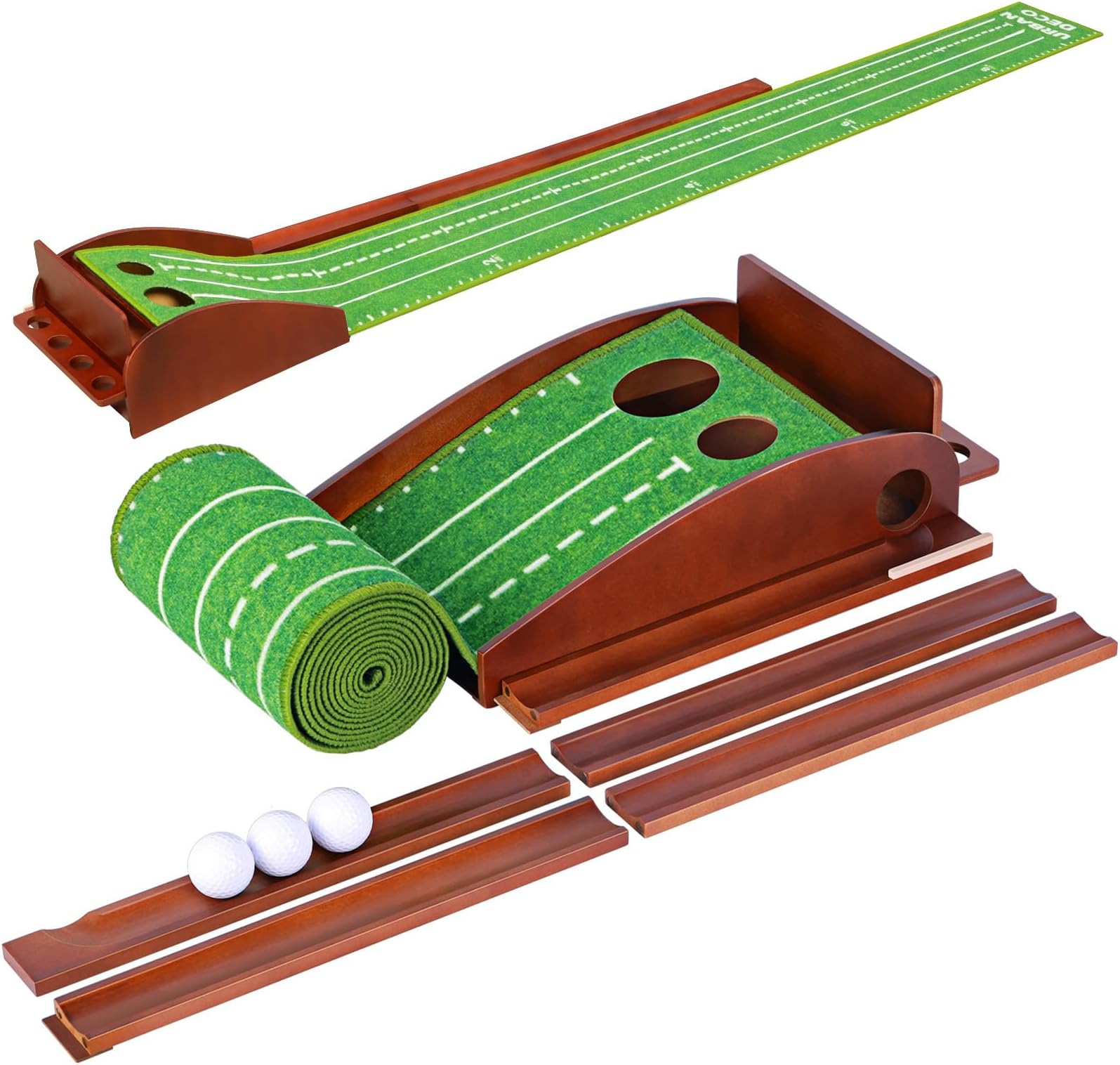 Putting Green Indoor, Golf Putting Mat Putting Matt with Auto Ball Return Training for Indoor and Outdoor Practice, Mini Golf Game for Home Office Backyard, Golfer Man Gift