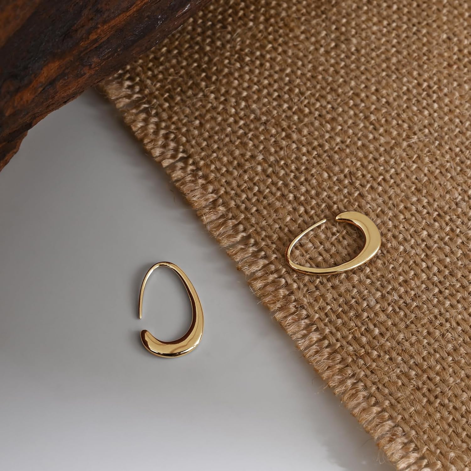 Tiny Pull Through Earrings Small Teardrop Hoop Earrings 925 Sterling Silver Drop Dangle Earrings for Women Trendy -Silver & Gold - Image 6