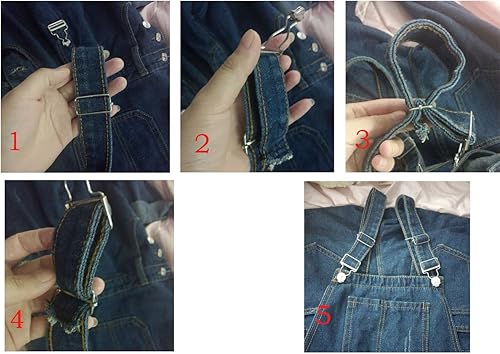 Miniatura 6 de ABALACOCO Overol de mezclilla para niñas y niños, con correa ajustable, rasgado, lindo, overol, pantalones, 6-13T