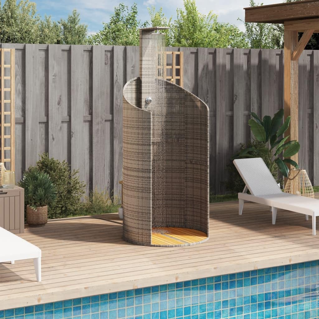 Ducha de jardín de Madera, Ducha Exterior Jardín con Suelo de Madera Acacia, Ducha de Piscina, Ducha exterior-Gris-100x100x241,5 cm