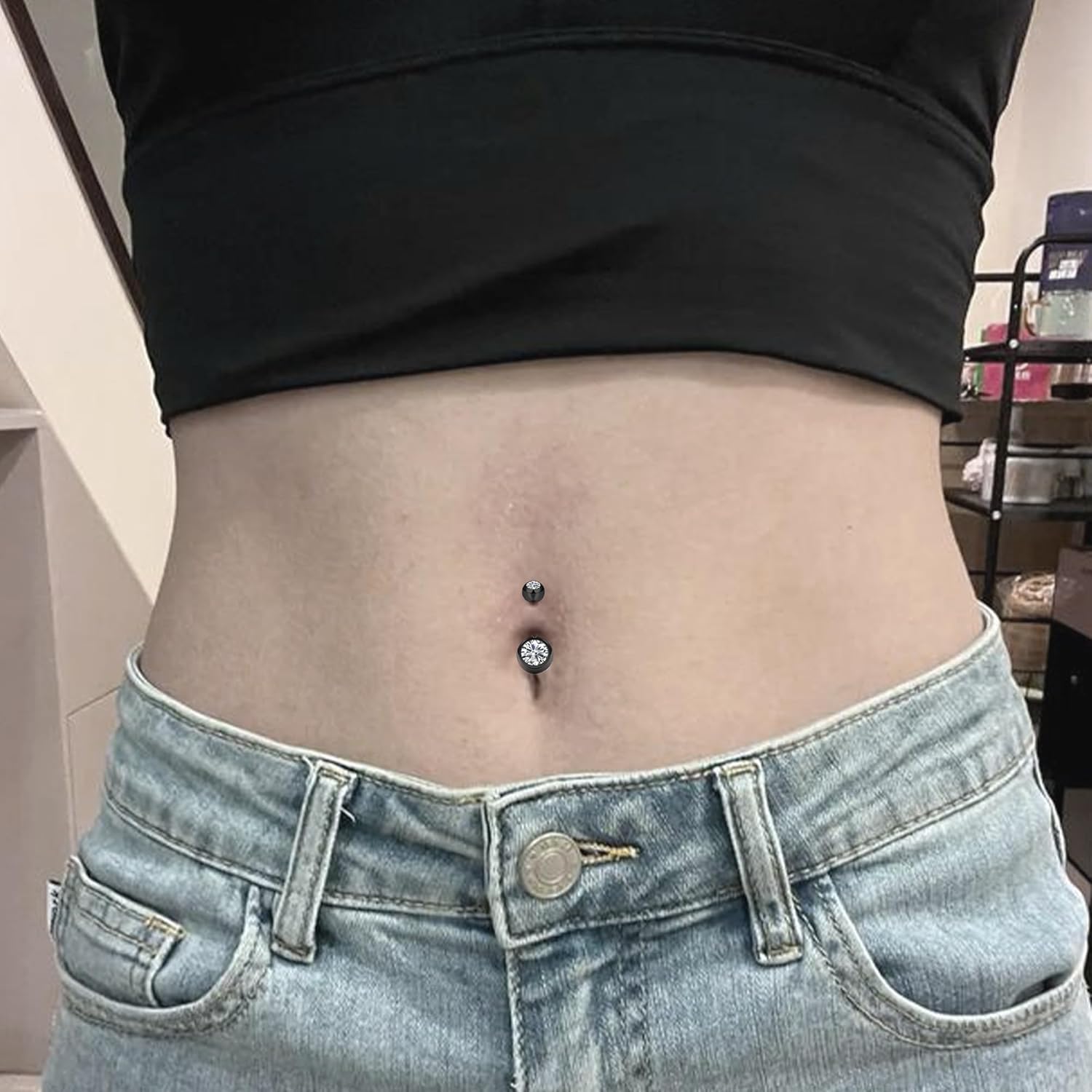 Vsnnsns Shiny Cubic Zirconia Belly Button Piercing - 14G, 8MM-14MM Navel Rings for Women and Men, 316L Stainless Steel - Image 6