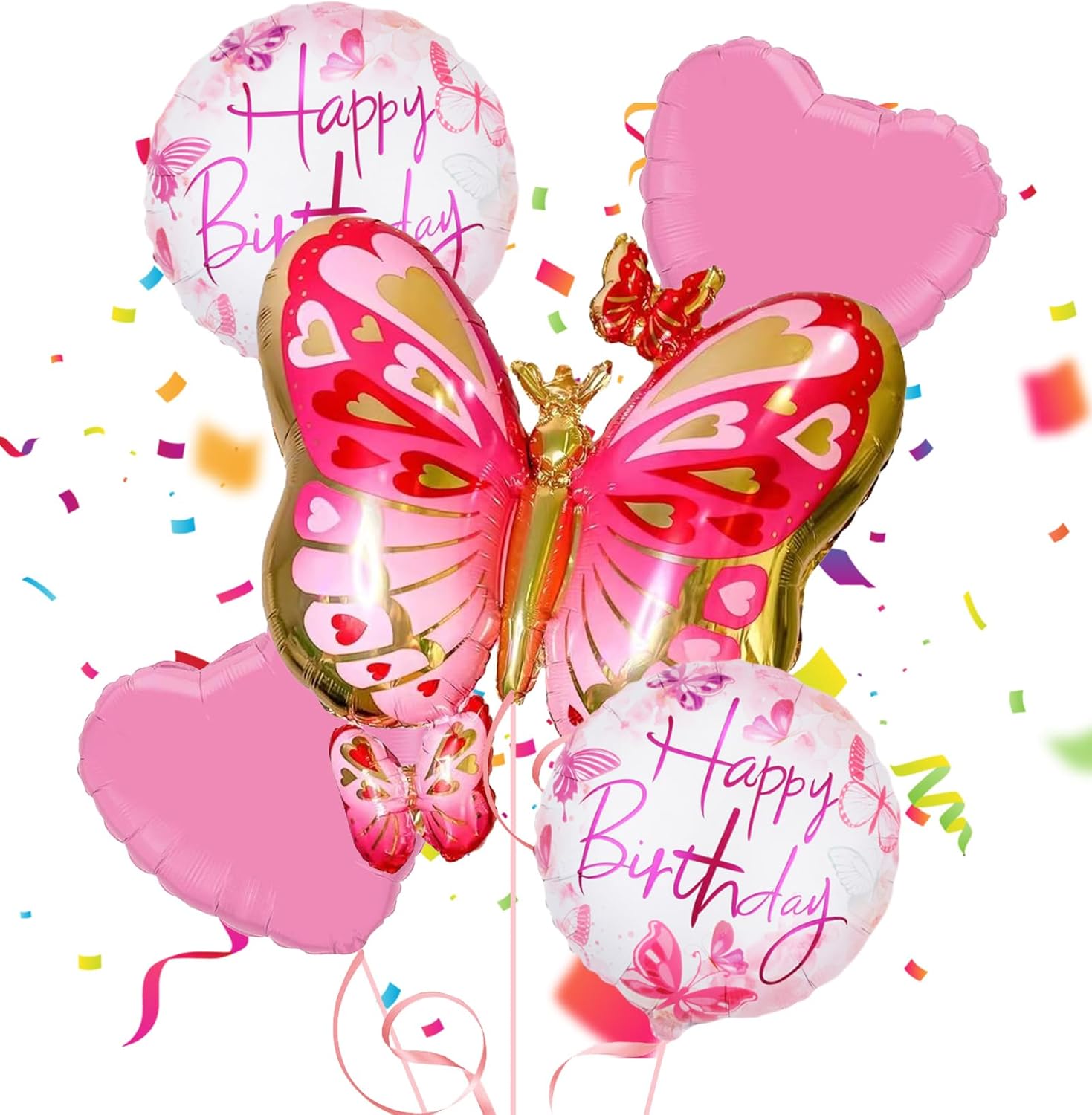 Butterfly Balloon Butterfly Birthday Decorations 5Pcs Pink