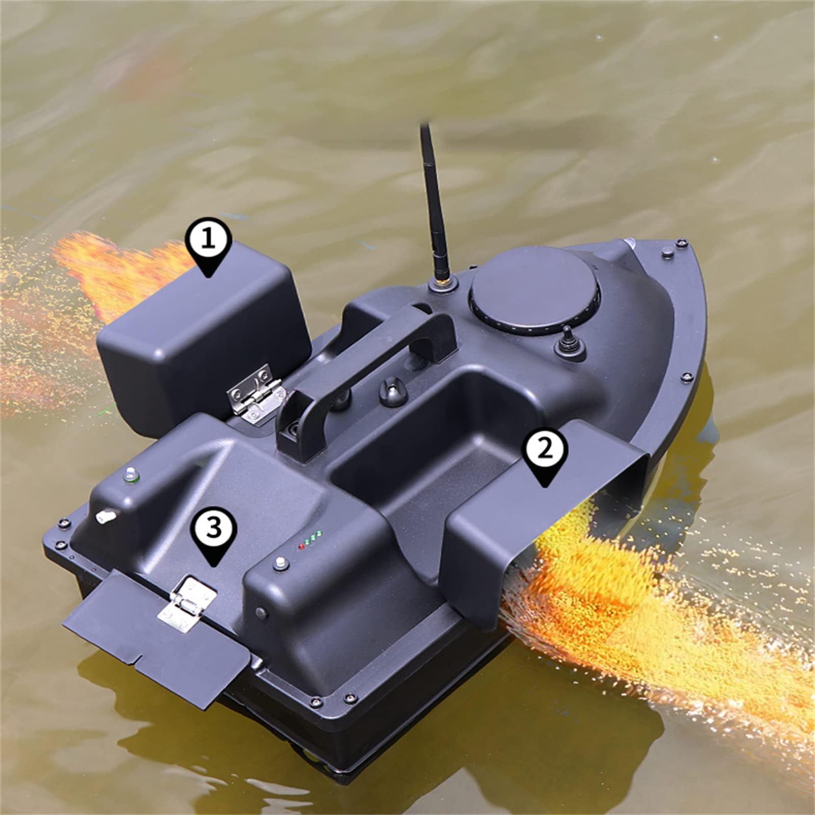 Barca da pesca telecomandata da 500 m, pesca notturna, esca con luci LED per navigatore, telecomando, barche per mangimi, bait barca, esche telecomandate, carico 2 kg