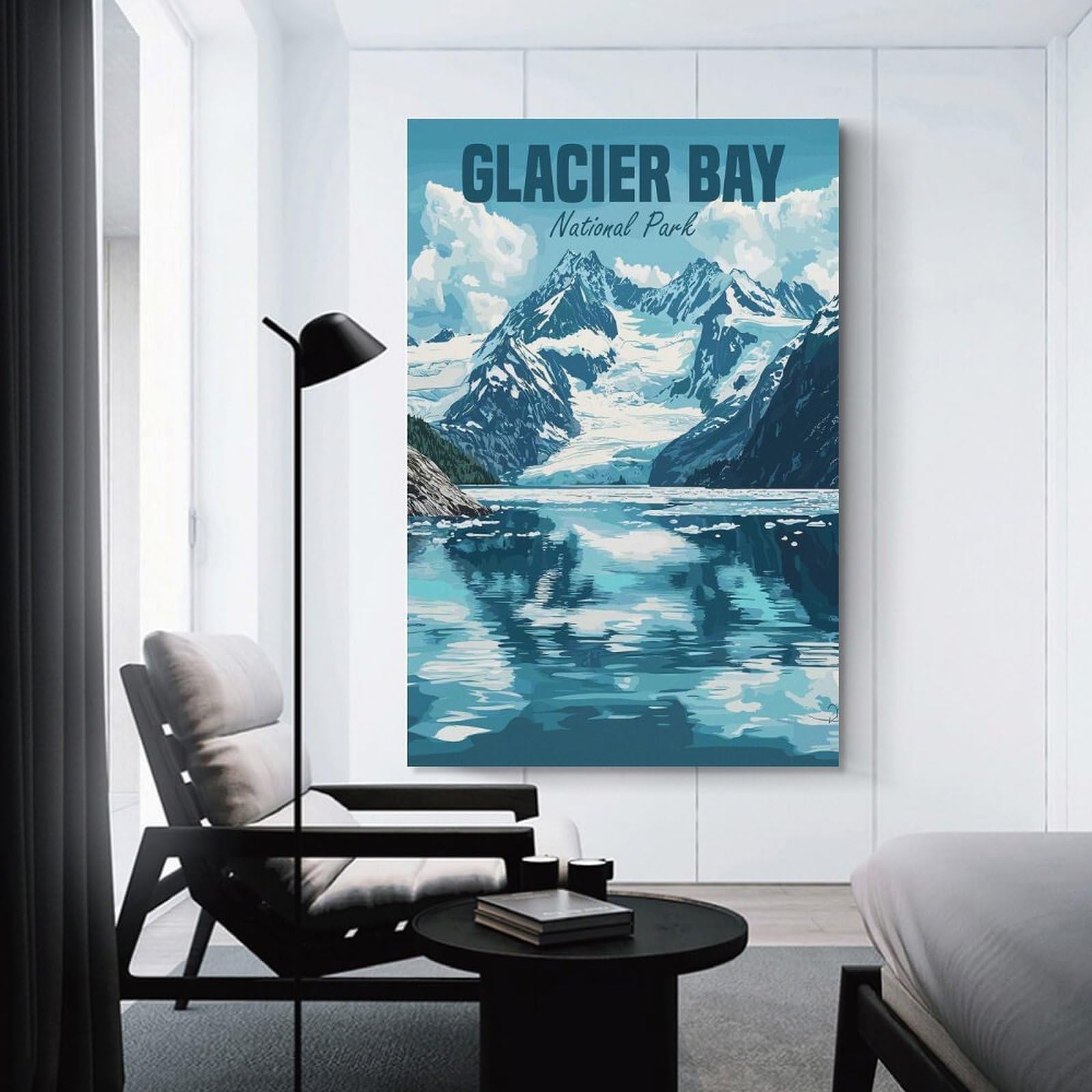 Junmoney Glacier Bay National Park Canvas Wall Decor, 24x36inch(60x90cm), for Bedroom, Guest Room Or Reading Nook, Canvas Wall Decor for Personal Spaces