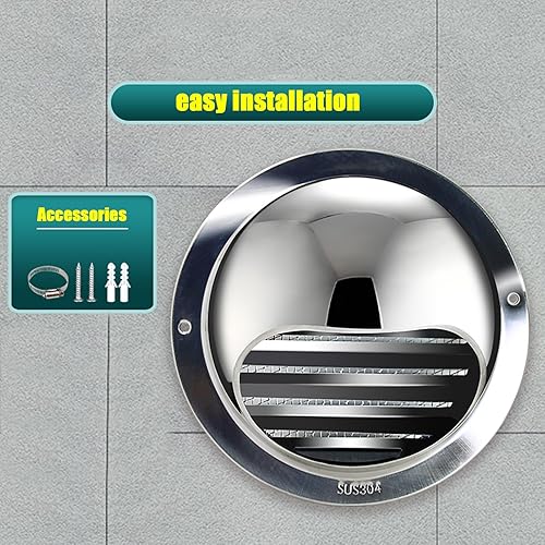 Miniatura 9 de KDDEON Vent Cap Rain Louver Cap Windproof Chimney Cap,304 Stainless Steel Ducting Ventilation Chimney Cowl,Outer Wall Air Outlet Range Hood Water