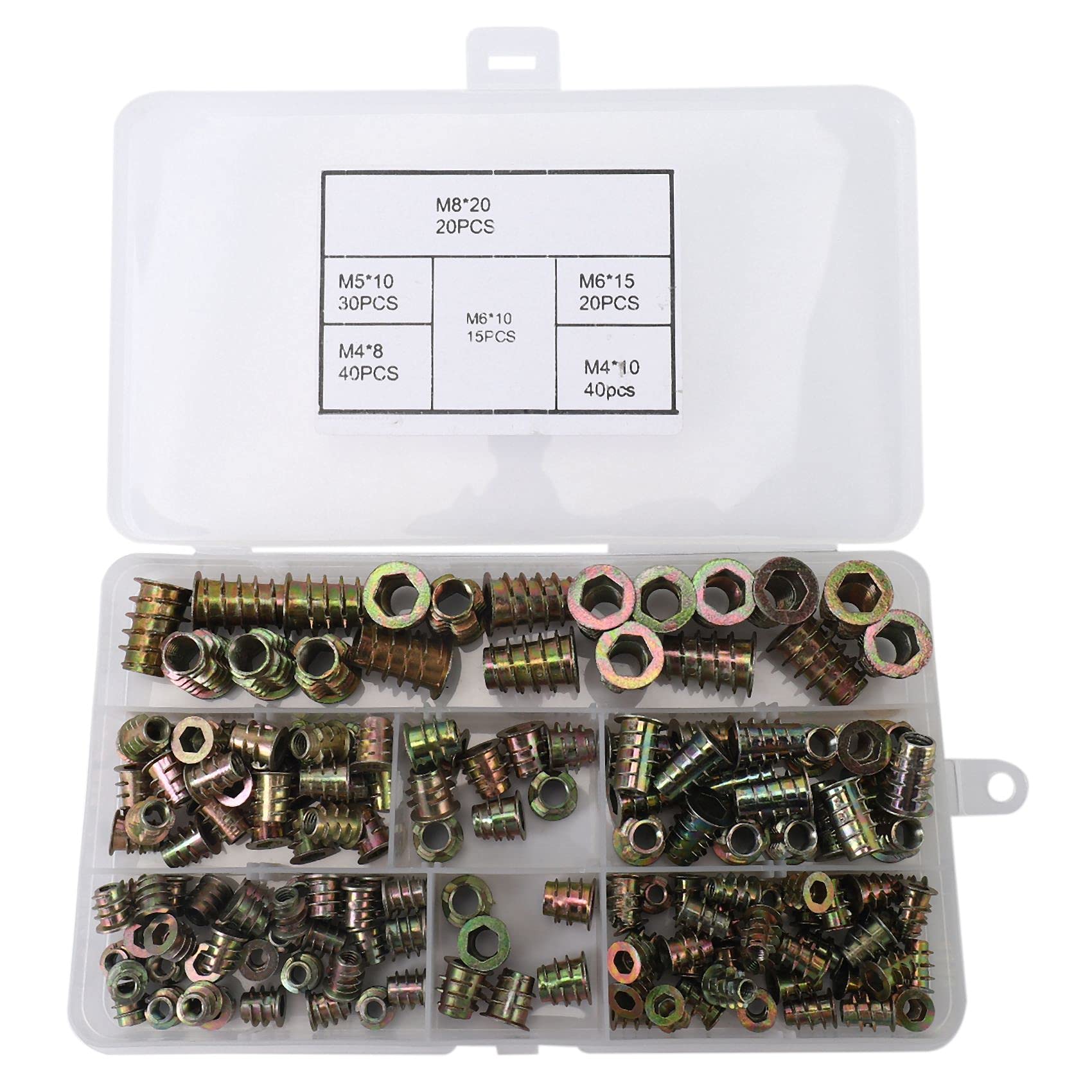 Littimoon Threaded Inserts Nuts, Wood Insert Assortment Tool Kit, /M5/M6/M8 Furniture Inserts Bolt Fastener(165 PCS)