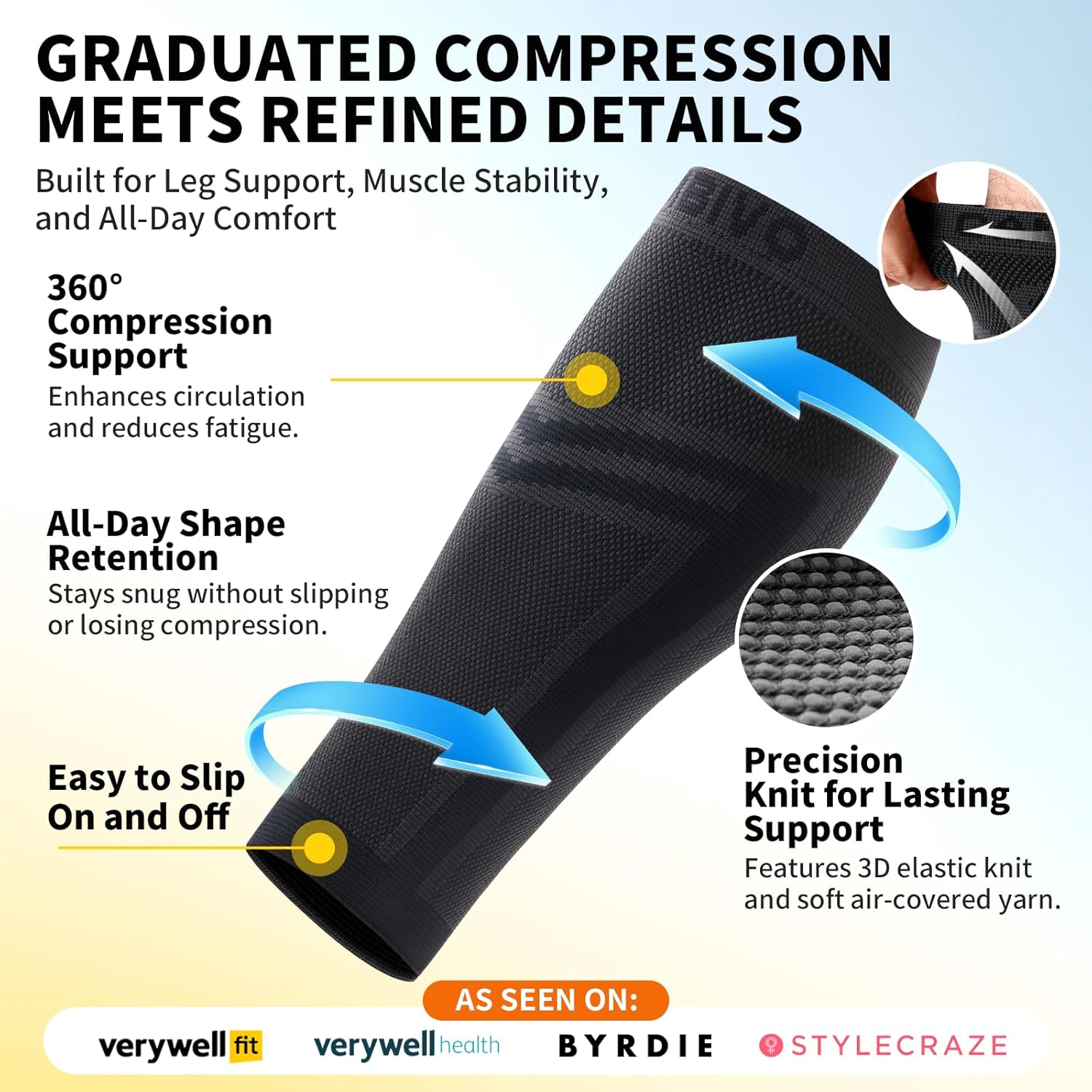 CAMBIVO Calf Compression Sleeve Men & Women- Shin Splint Brace Support for Legs Pain Relief, Varicose Vein Treatment - Image 5