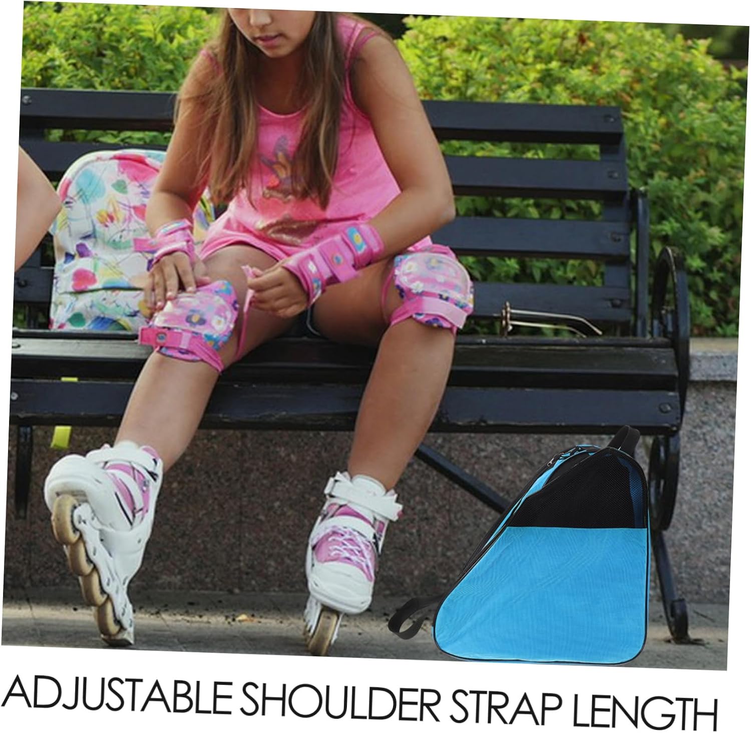 Roller Skates Bag Shoulder Strap Lightweight Skating Pouch Multiple Compartments Stylish Roller Backpack for Women and Girls for Ice and Inline Skates