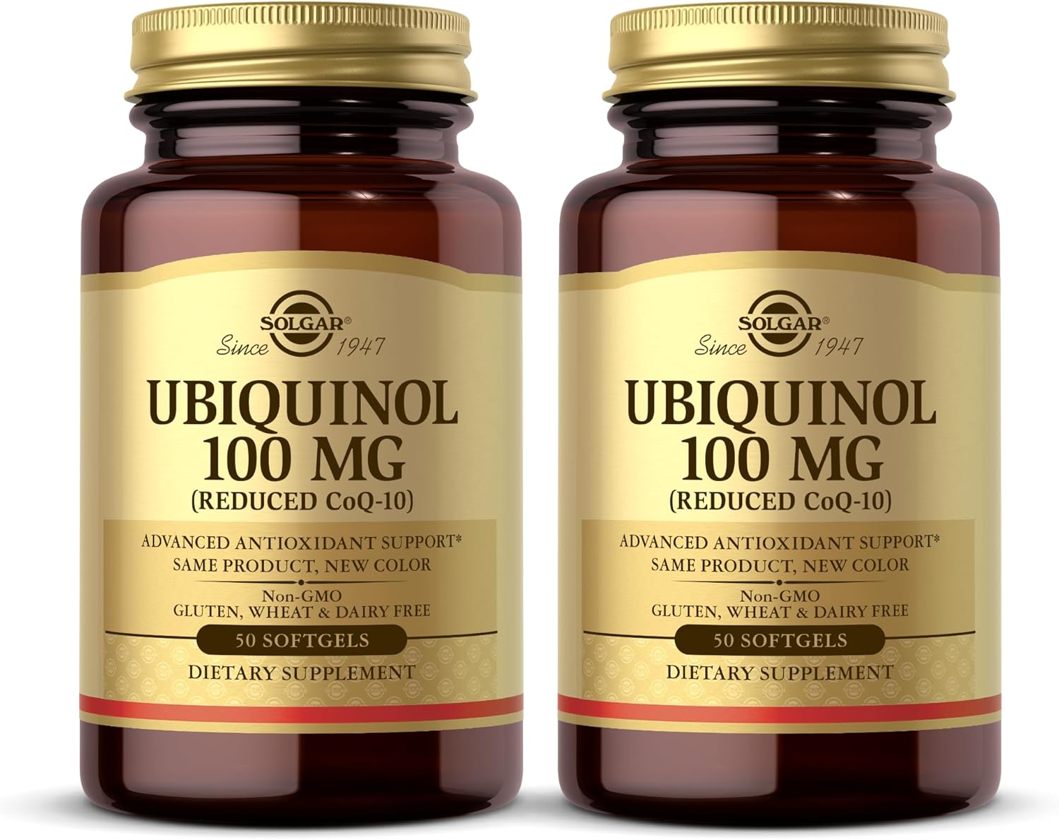 Solgar Ubiquinol 100 mg (Reduced CoQ-10) - 50 Softgels, Pack of 2 - Advanced Antioxidant Support - Non-GMO, Gluten Free, Dairy Free - 100 Total Servings