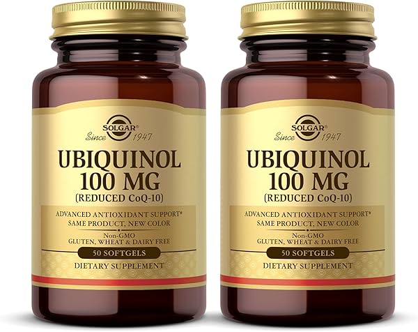 Solgar Ubiquinol 100 mg (Reduced CoQ-10) - 50 Softgels, Pack of 2 - Advanced Antioxidant Support - Non-GMO, Gluten Free, Dairy Free - 100 Total Servings