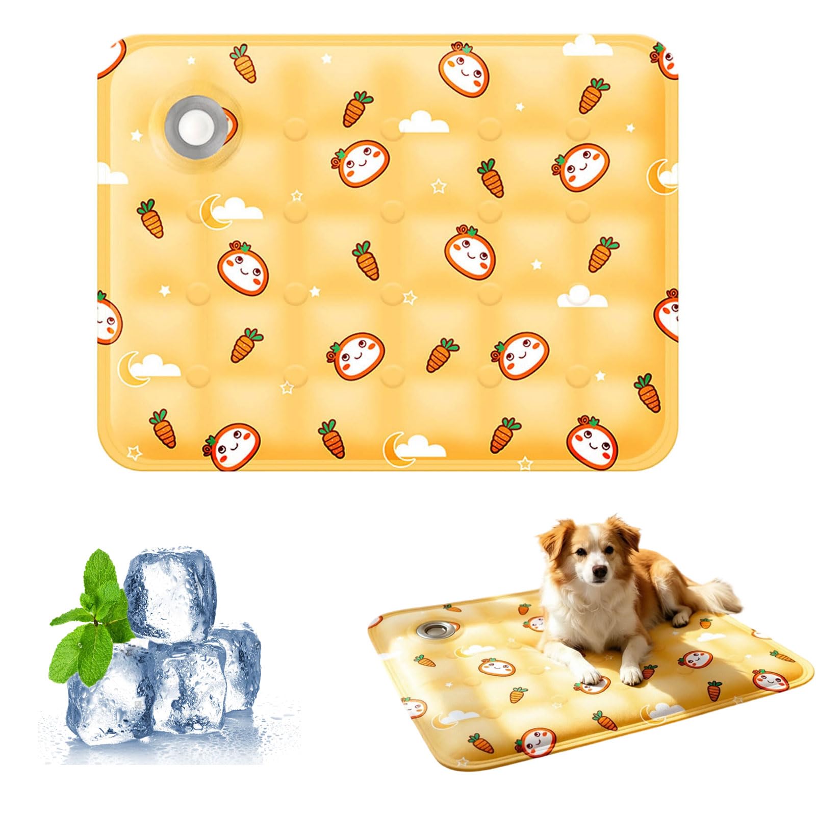 Pet Cooling Mat for Dogs & Cats, 50 * 60cm Large, Non Slip Portable Reusable Washable Ice Silk Cool Pad, Cute Printed Soft Breathable Summer Heat Relief Bed Mat for Indoor Outdoor Car Use